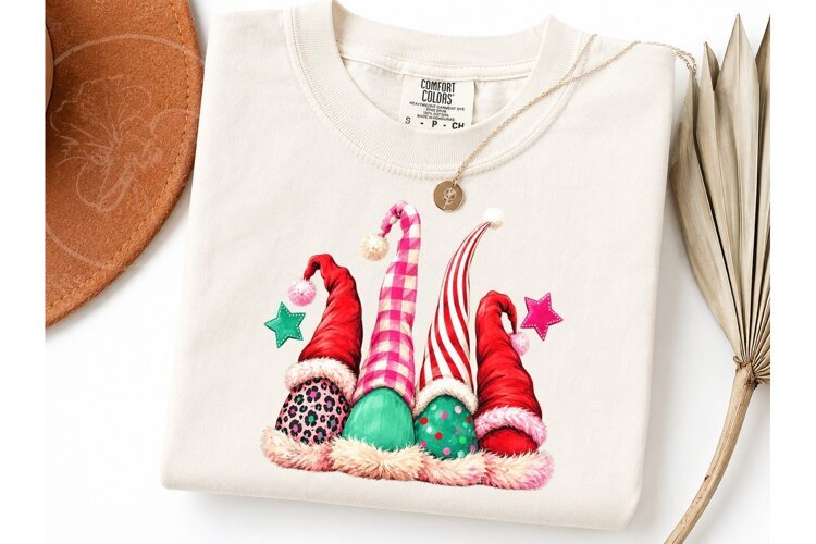 Christmas Gnomes PNG Sublimation Tee Des example image 1