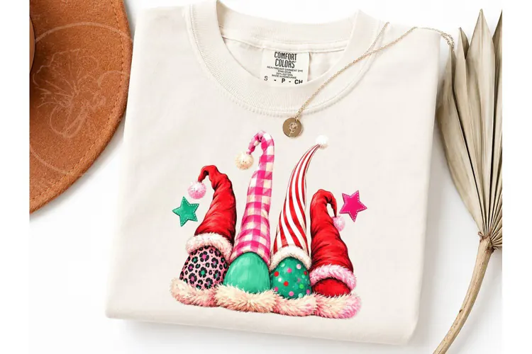 Christmas Gnomes PNG Sublimation Tee Des
