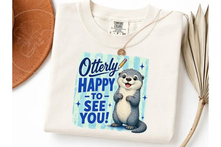 Otterly Happy To See You Otter PNG Tee