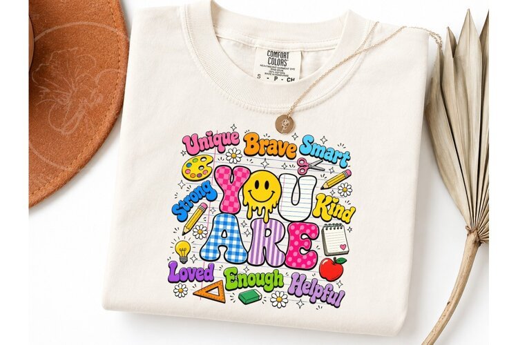You Are Brave Smart Kind PNG Teacher Tee example image 1