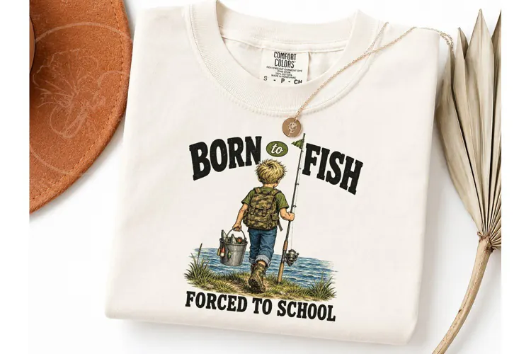 Born to Fish Forced to School PNG Tee
