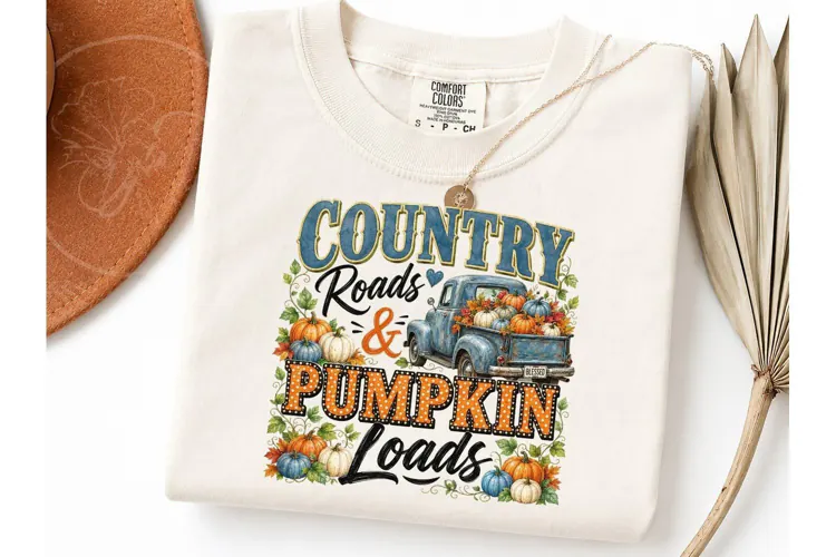 Country Roads Pumpkin Loads PNG Tee