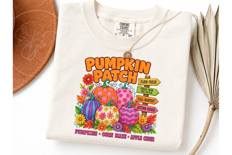 Pumpkin Patch Fall Harvest PNG Tee Desig example image 1