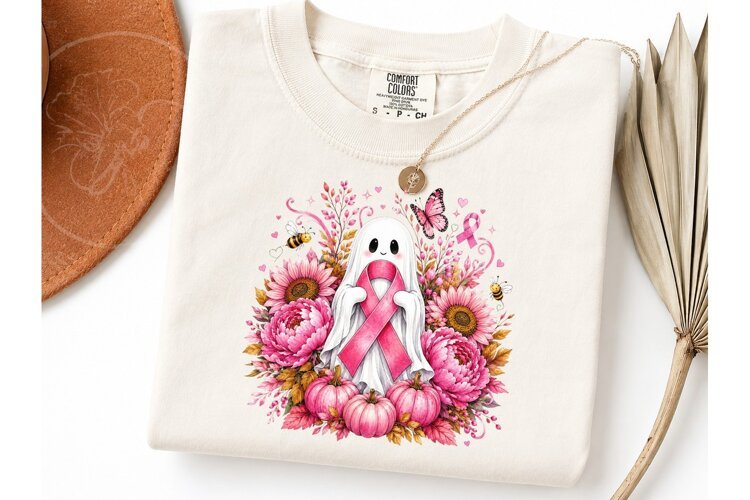 Ghost Breast Cancer Awareness PNG Tee example image 1
