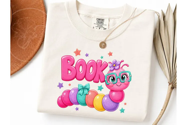Book Worm Caterpillar PNG Tee Design
