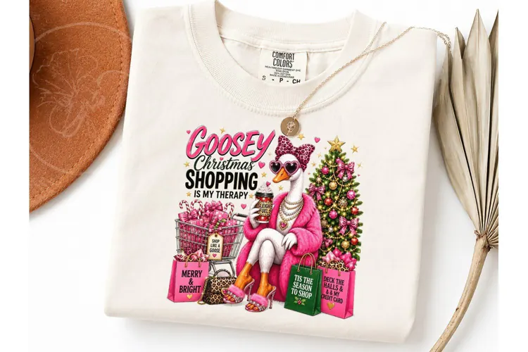 Goosey Christmas Shopping PNG Tee