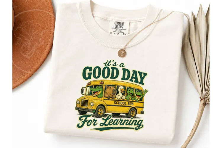 Good Day For Learning School Bus PNG Tee