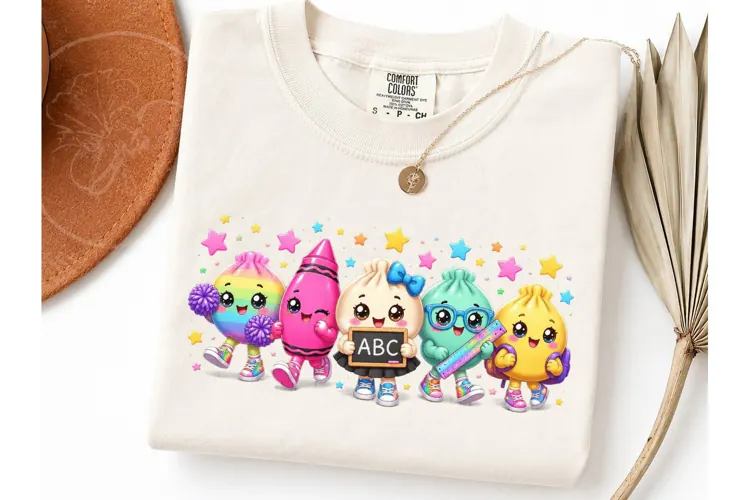 Kawaii School Supplies PNG Shirt Design