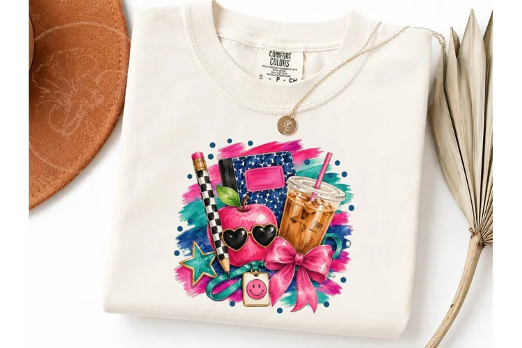 Teacher Apple Coffee PNG Sublimation Tee