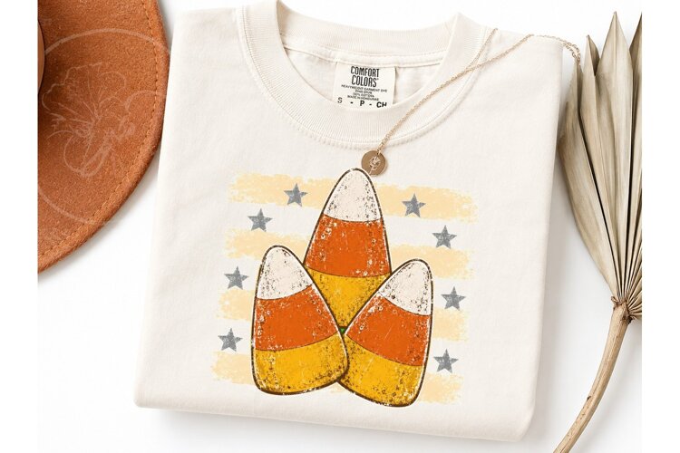 Candy Corn Halloween PNG Tee Design example image 1