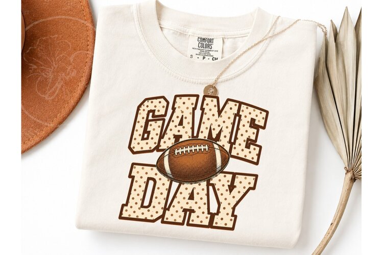 Game Day Football PNG Sublimation Tee-Game Day Football PNG example image 1