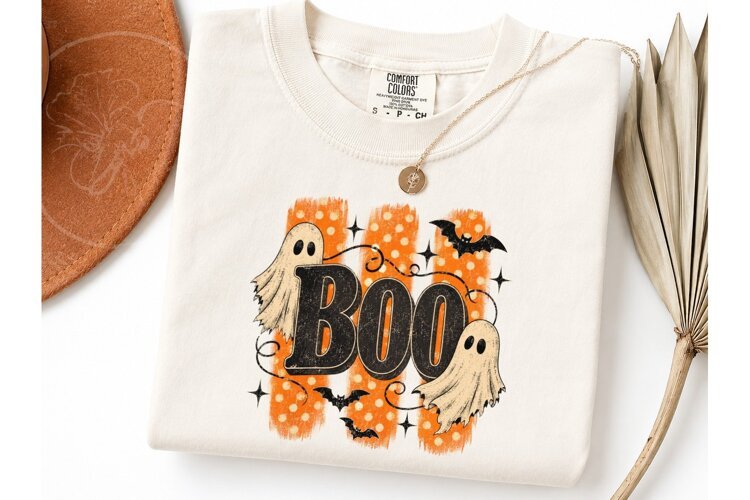 Boo Ghost Halloween PNG Shirt Design example image 1