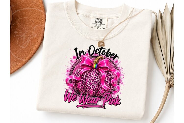 In October We Wear Pink Pumpkin PNG example image 1