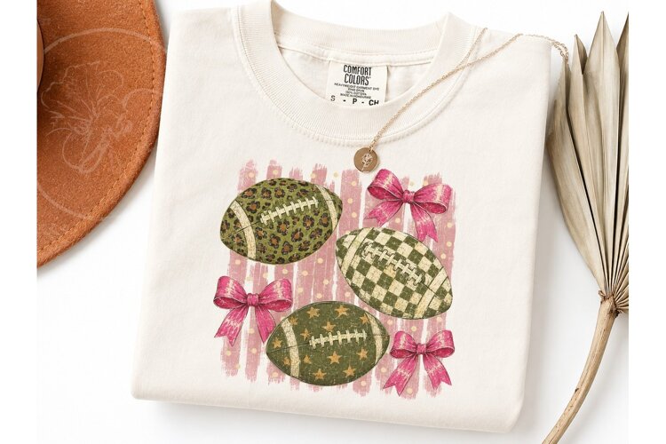 Football Coquette Bows PNG Shirt Design example image 1