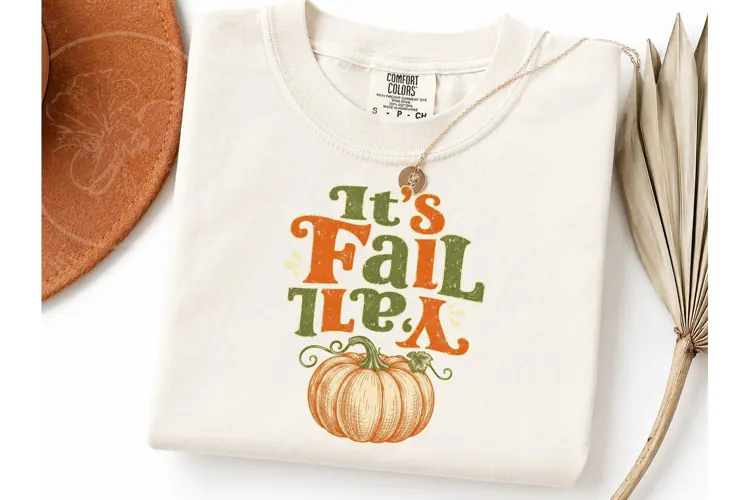It's Fall Y'all Pumpkin PNG Shirt Design