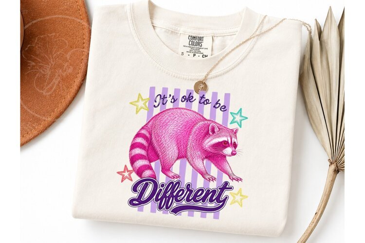 It's Ok To Be Different Raccoon PNG Tee example image 1