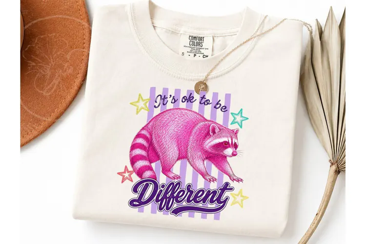 It's Ok To Be Different Raccoon PNG Tee