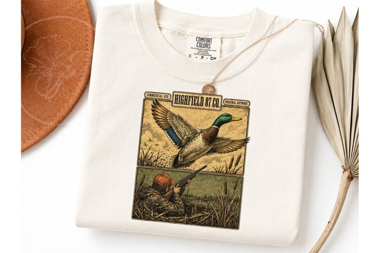 Duck Hunting Vintage PNG Shirt Design example image 1
