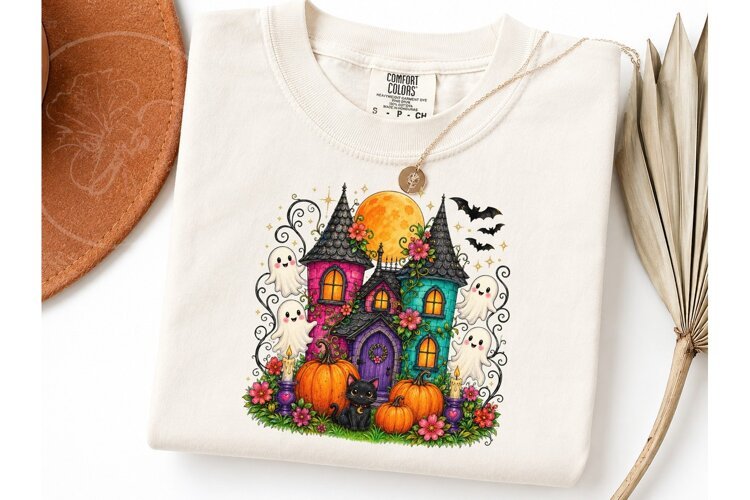 Halloween Haunted House PNG Shirt Design example image 1