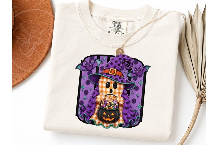 Witch Ghost Halloween PNG Sublimation Te example image 1