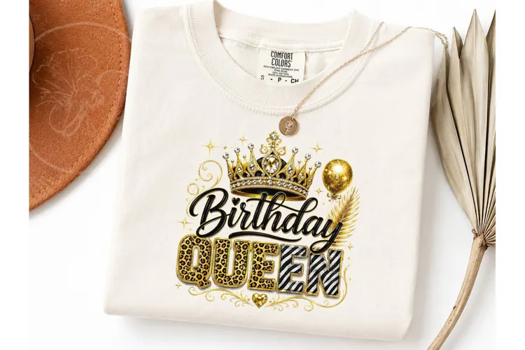 Birthday Queen Crown PNG Sublimation Tee