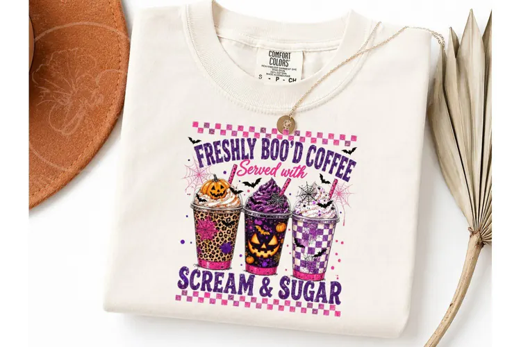 Freshly Boo'd Coffee Halloween PNG Tee