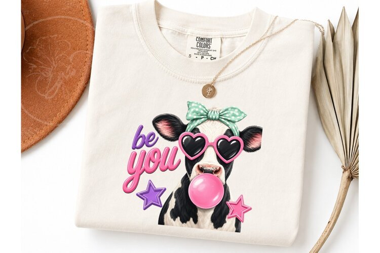 Be You Cow Bubblegum Halloween PNG Tee example image 1