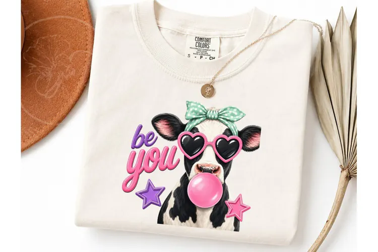 Be You Cow Bubblegum Halloween PNG Tee