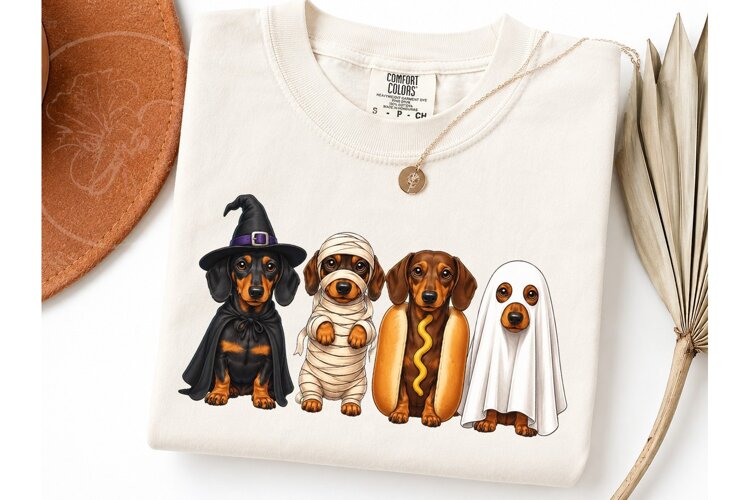Halloween Dachshund PNG Shirt Design example image 1