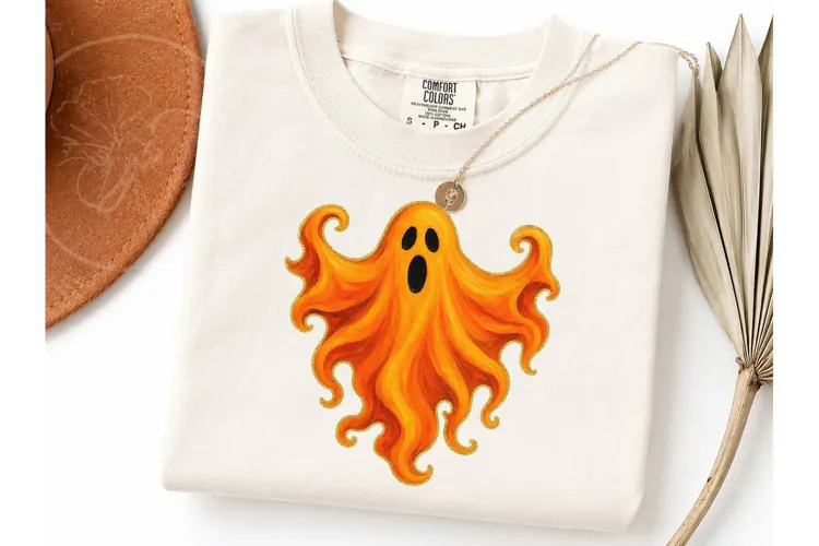 Orange Ghost Halloween PNG Shirt Design