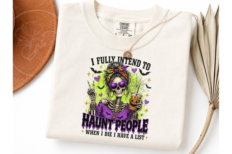 Haunt People Skeleton Halloween PNG Tee example image 1