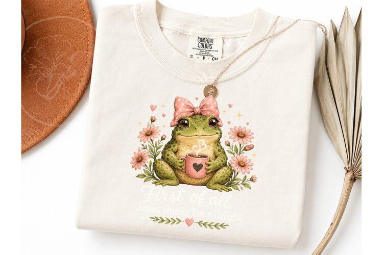 Cute Frog Coffee Jesus Delight PNG Tee example image 1