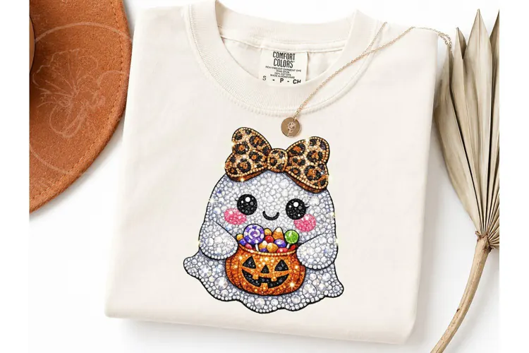 Rhinestone Ghost Halloween PNG Tee