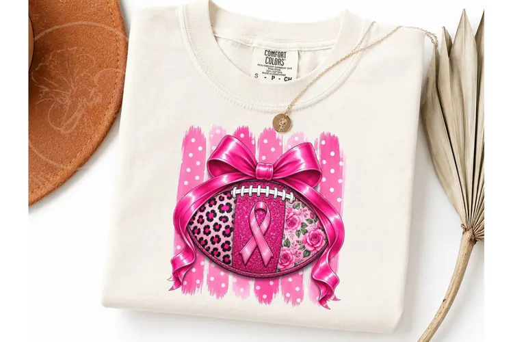 Breast Cancer Football Bow PNG Shirt