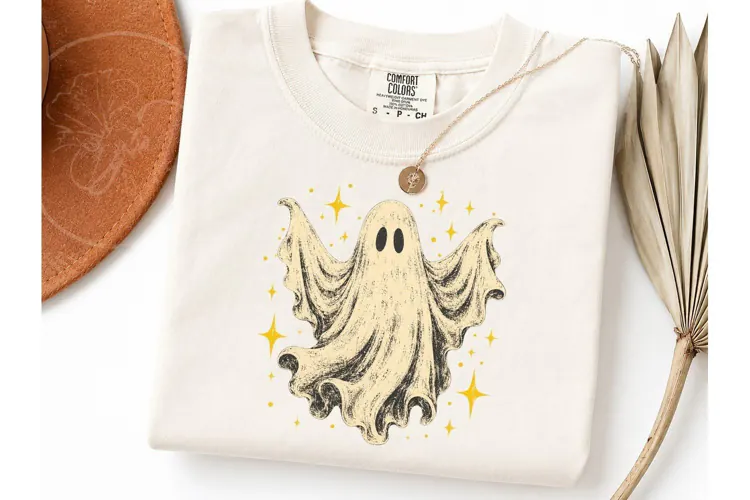 Vintage Ghost Halloween PNG Shirt Design