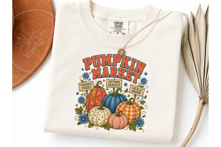 Pumpkin Market Fall Harvest PNG Tee