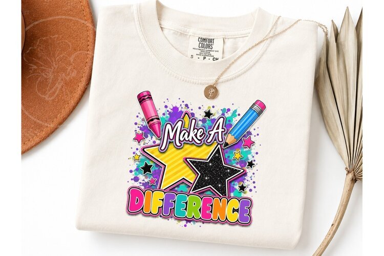 Make A Difference Teacher PNG Tee example image 1