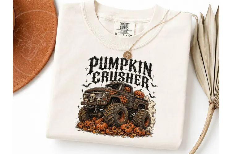 Pumpkin Crusher Monster Truck PNG Tee