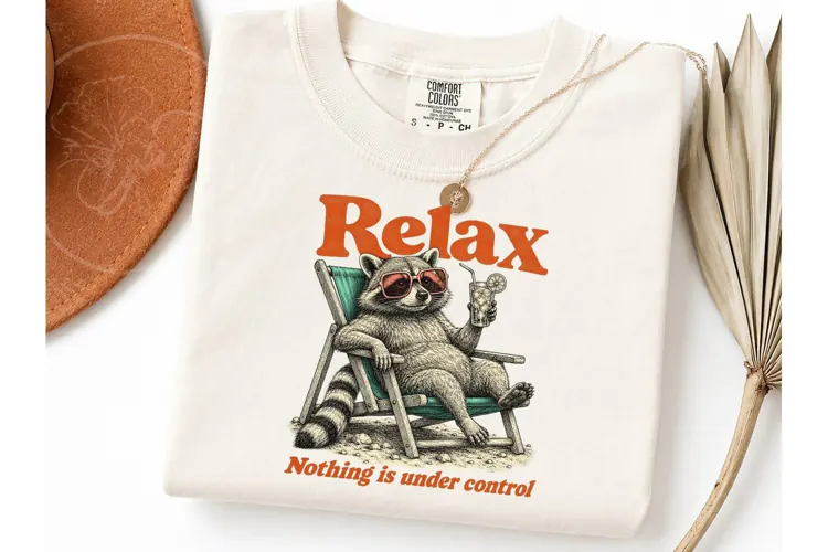Relax Raccoon Beach PNG Funny Tee Design