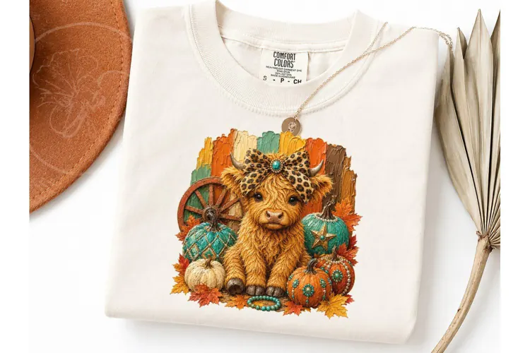 Highland Cow Fall Halloween PNG Tee