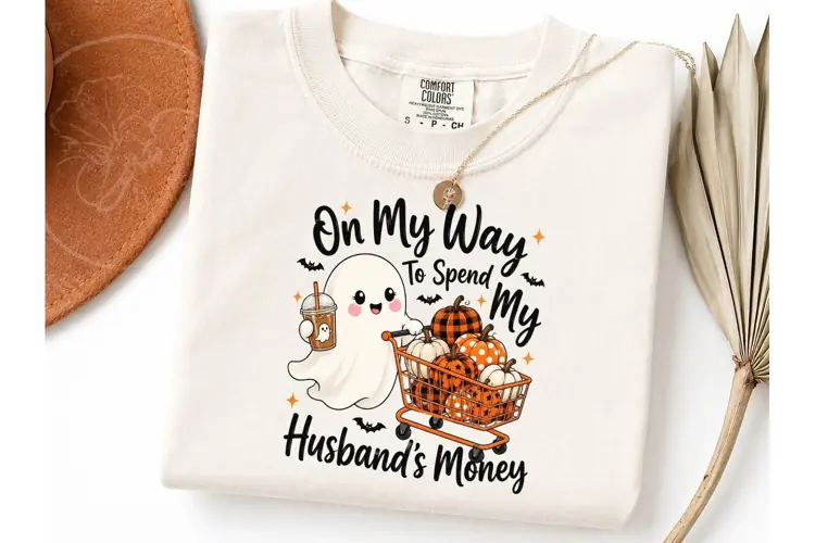 Halloween Ghost Shopping PNG Tee Design