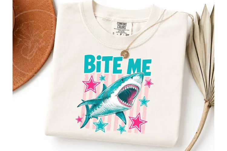 Bite Me Shark PNG Tee Sublimation Design