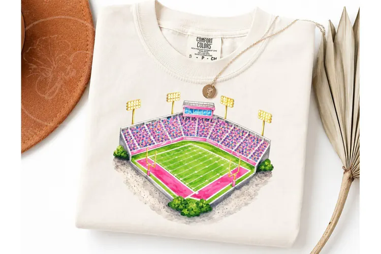 Football Stadium PNG Watercolor Tee Desi-Football Stadium PN