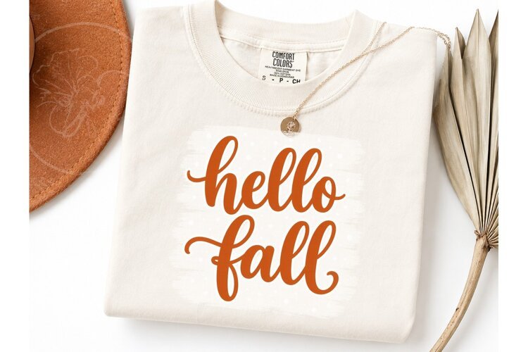 Hello Fall PNG Shirt Sublimation Design example image 1