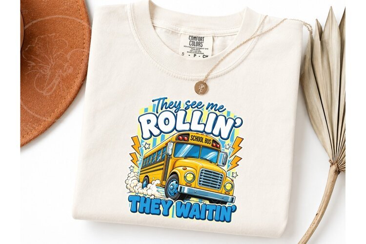 They See Me Rollin School Bus PNG Tee example image 1