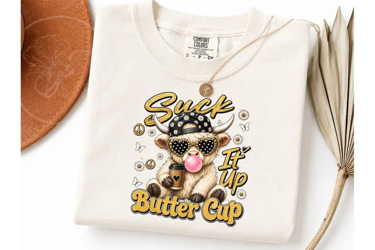 Suck It Up Buttercup Highland Cow PNG