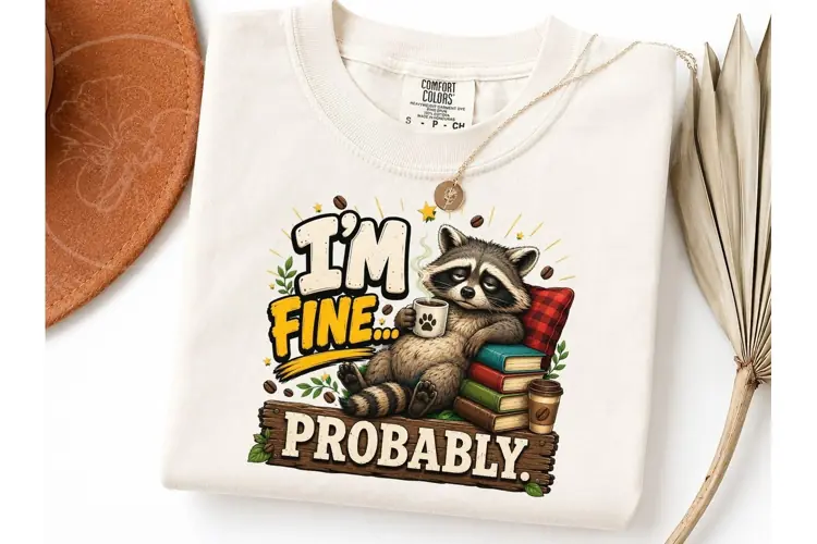 I'm Fine Probably Raccoon PNG Tee