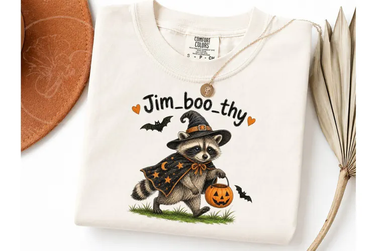 Halloween Raccoon Witch PNG Shirt Design