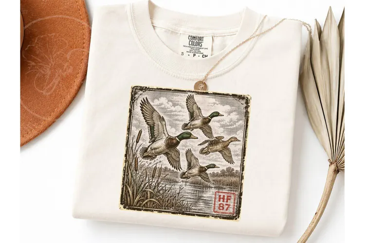 Mallard Duck Flying Wetland PNG Tee Desi