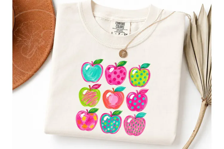 Colorful Apples Teacher PNG Shirt Design